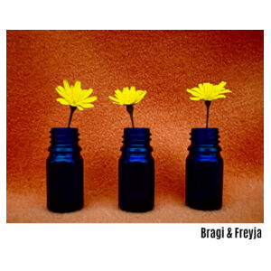 Yellow dandelion - blue bottles Design